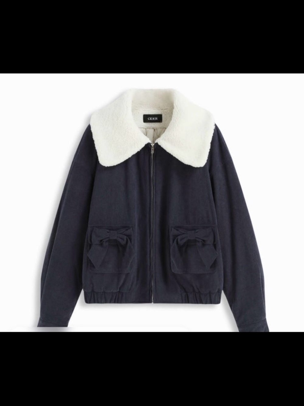 Cider Navy Jacket with White Faux Shearling Collar